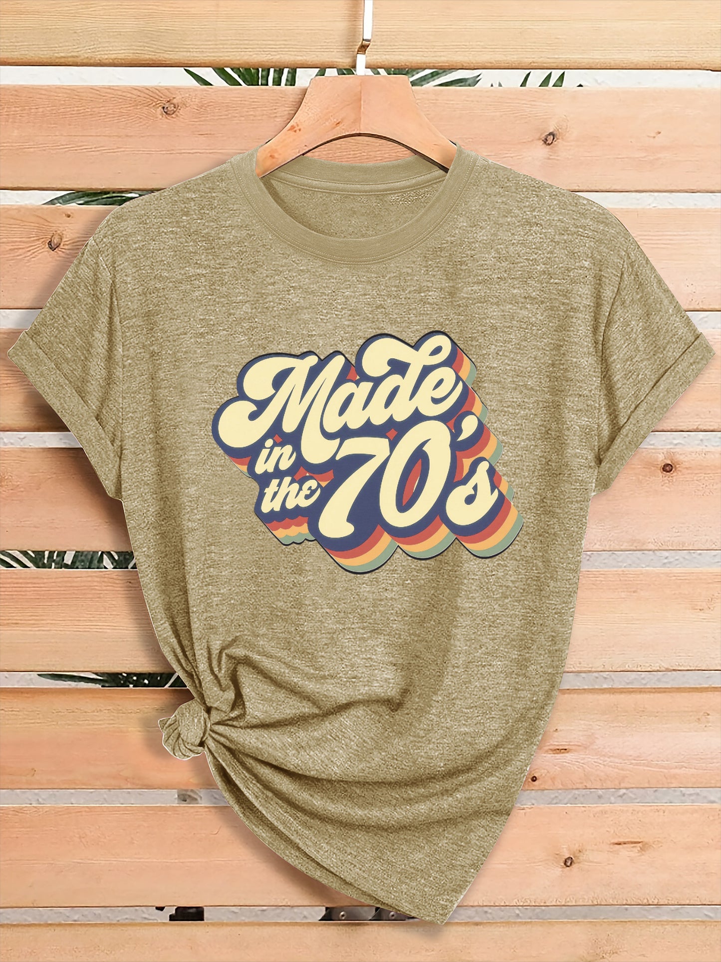 Women'S Vintage 70s Graphic T-Shirt - Retro "Made in the 70s" Print with Rainbow Lettering & 70s Icons, Loose Fit Casual Tee for Gym, Casual Attire & 70s Themed Parties - Soft Breathable Round Neck Summer Top, Local Warehouse