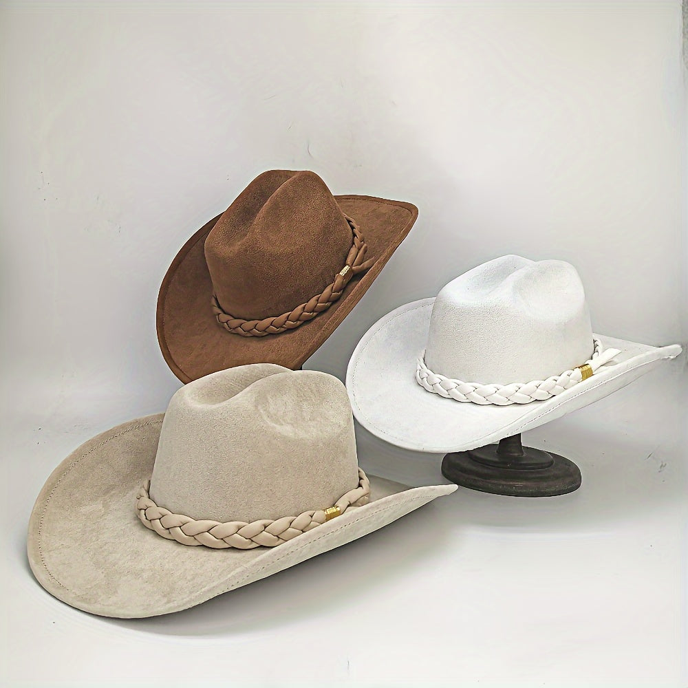Handcrafted 3-Strand Braided Rope Cowboy Hat - Wide Brim Lightweight Western, Brown All-Season Outdoor Hat for Hiking, Horseback Riding, Durable Rope - Unisex for men & Women (Style 3-Strand)