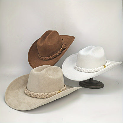 Handcrafted 3-Strand Braided Rope Cowboy Hat - Wide Brim Lightweight Western, Brown All-Season Outdoor Hat for Hiking, Horseback Riding, Durable Rope - Unisex for men & Women (Style 3-Strand)