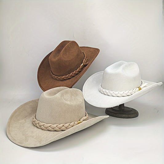 Handcrafted 3-Strand Braided Rope Cowboy Hat - Wide Brim Lightweight Western, Brown All-Season Outdoor Hat for Hiking, Horseback Riding, Durable Rope - Unisex for men & Women (Style 3-Strand)