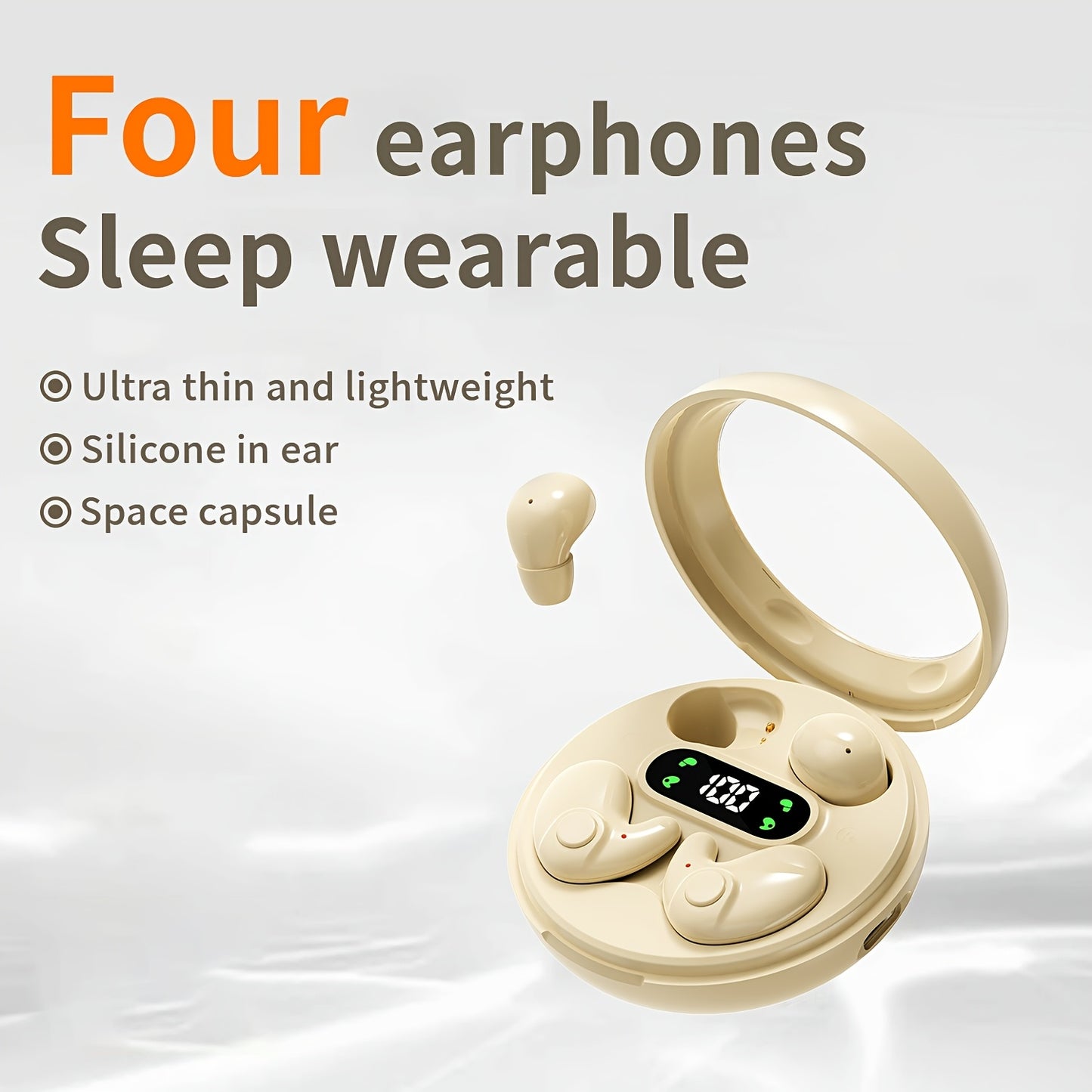 2 Pairs Of In Ear Wireless Wireless Earbuds, Invisible Mini Sleep Earbuds, Long Battery Life, Comfortable To Wear, High Fidelity Sound Quality, Intelligent Noise Reduction, Bass Loop, Touch Control, Digital Display Screen, Of