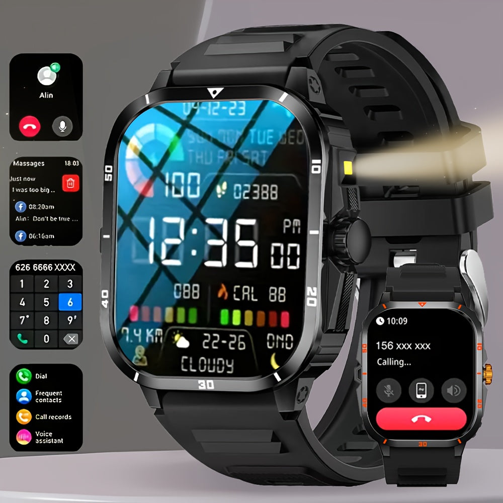 [GREENPORT Smartwatch 2025] GREENPORT Smartwatch 2025 | Call/Answer, LED Display, Weather, Pedometer, Fitness Tracker | USB Rechargeable, Android & iPhone Compatible, Men & Women, Holiday Gift, Sports Watch, Digital Display,