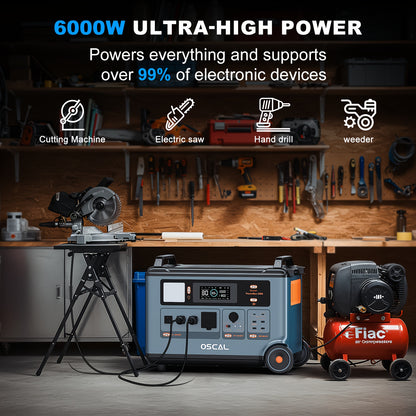 Blackview OSCAL PowerMax 6000 Solar Generator, 3600Wh/6000W Power Station with 200W Solar Panels, 120V/240V Split Phase Voltage AC Outlets (9000W Peak), 2400W Solar Charging, Emergency Home, Battery Backup, Plus A Bonus 30W S