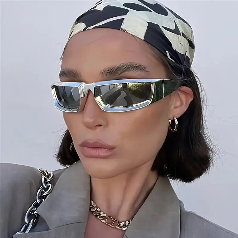 Y2k Fashion Glasses New Sports Glasses Silvery Mirror Women's Glasses