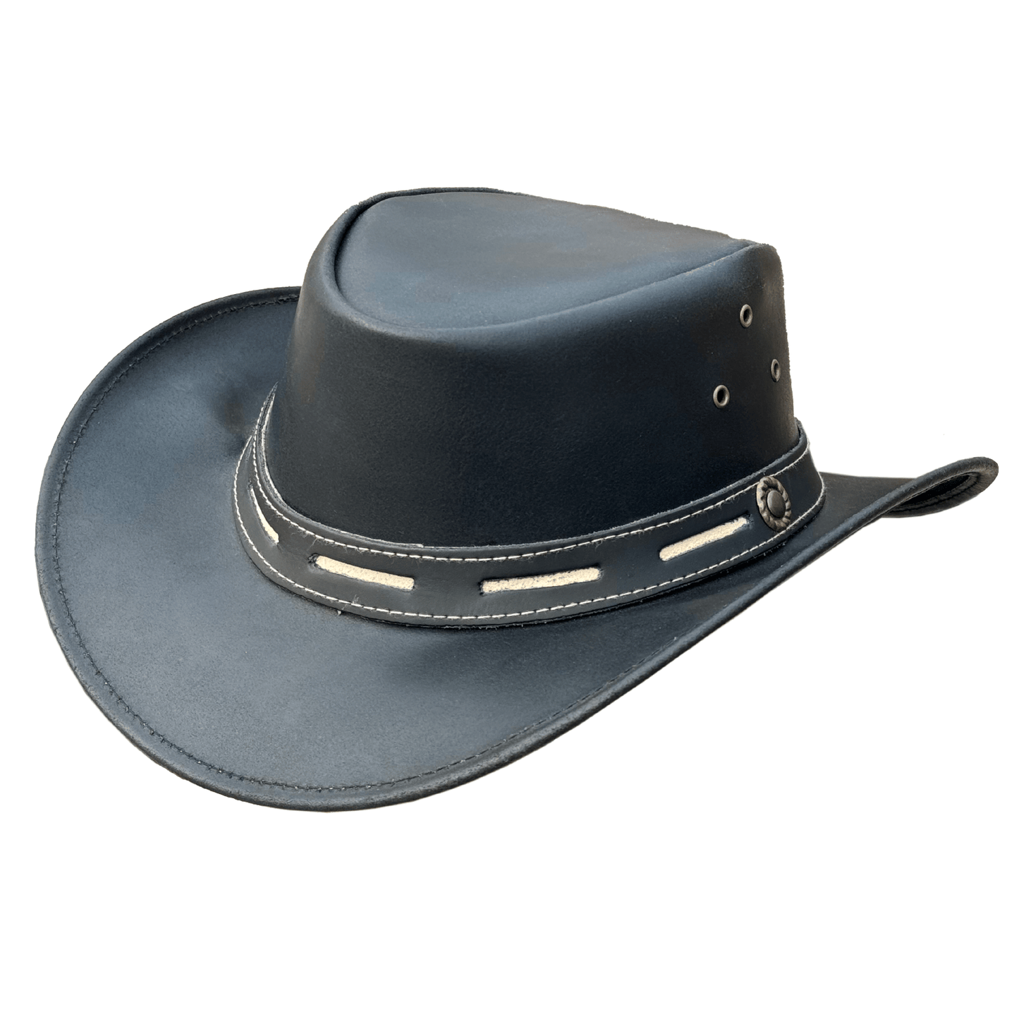 Aussie Style Cowboy Hat Black Aussie Style Cowboy Hat - Genuine Cowhide Western Australian Outback Hat with Shapeable Wide Brim for Men Women
