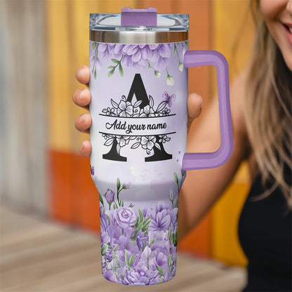 1pc Personalized Name & Motivational Quote Tumbler 40oz with Lid - Custom Stainless Steel Cup, Insulated for Hot/ Drinks, Custom Name/Date/Message Gift for /Men, Birthdays, Christmas, Valentines, Teachers, Coworkers