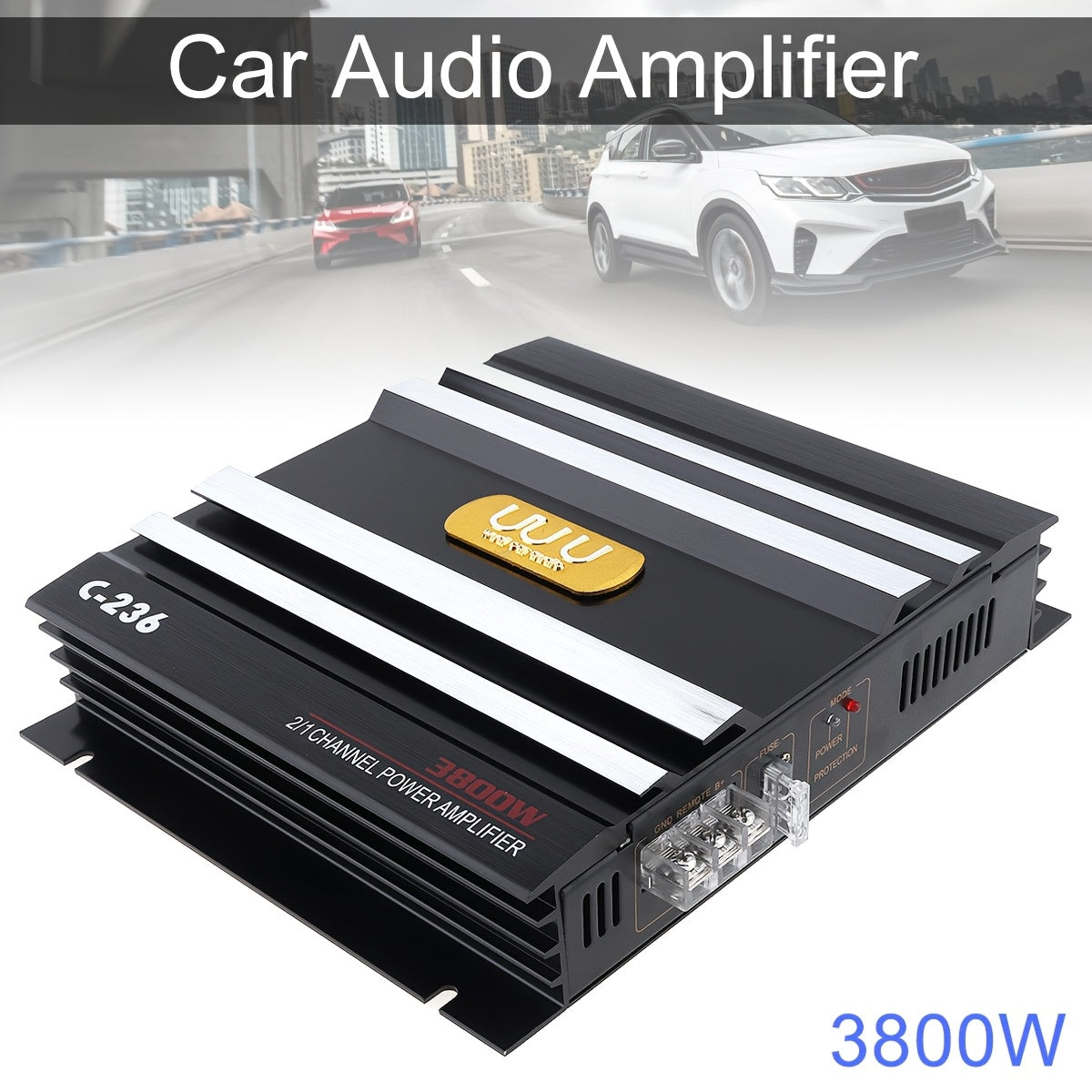High Power Car Stereo Amplifiers - 3800W - Class AB Digital - 2 Channel - Aluminum Alloy - Black Audio Power Amplifier