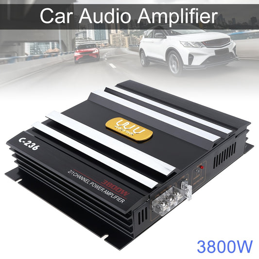 High Power Car Stereo Amplifiers - 3800W - Class AB Digital - 2 Channel - Aluminum Alloy - Black Audio Power Amplifier