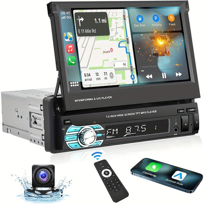 [Podofo Car Stereo] Podofo 7" HD Touchscreen Car Stereo - Wireless CarPlay & for Android Auto, Wireless, USB/TF/AUX Inputs, FM Radio, Voice Control, Steering Wheel Control, AHD Backup Camera car accessories