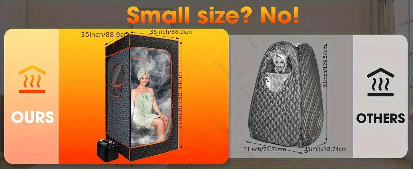 Portable Full Body Sauna Box | Personal Steam Sauna Tent for Home Spa with 3L 110V Steamer, Composite Fabric, Plug Powered, Suitable for Gym, Pilates, Garage, Hot Tub (36 * 36 * 71inch)