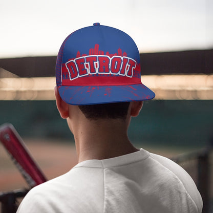 Unisex Basketball Flat Brim Baseball Cap - Adjustable Cap with Snap Closure, Detroit Graffiti Cool Print Creative Design - Game Day Cap - Fan Apparel - Breathable, Suitable for All Seasons - Ideal for Outdoor And Casual Wear