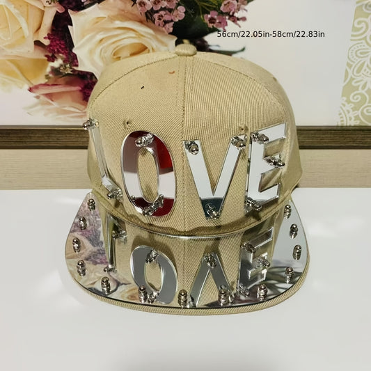 New Personalized Acrylic Letter Flat-Brimmed Punk Handmade Street Dance Baseball Cap for Both Men And Women.
