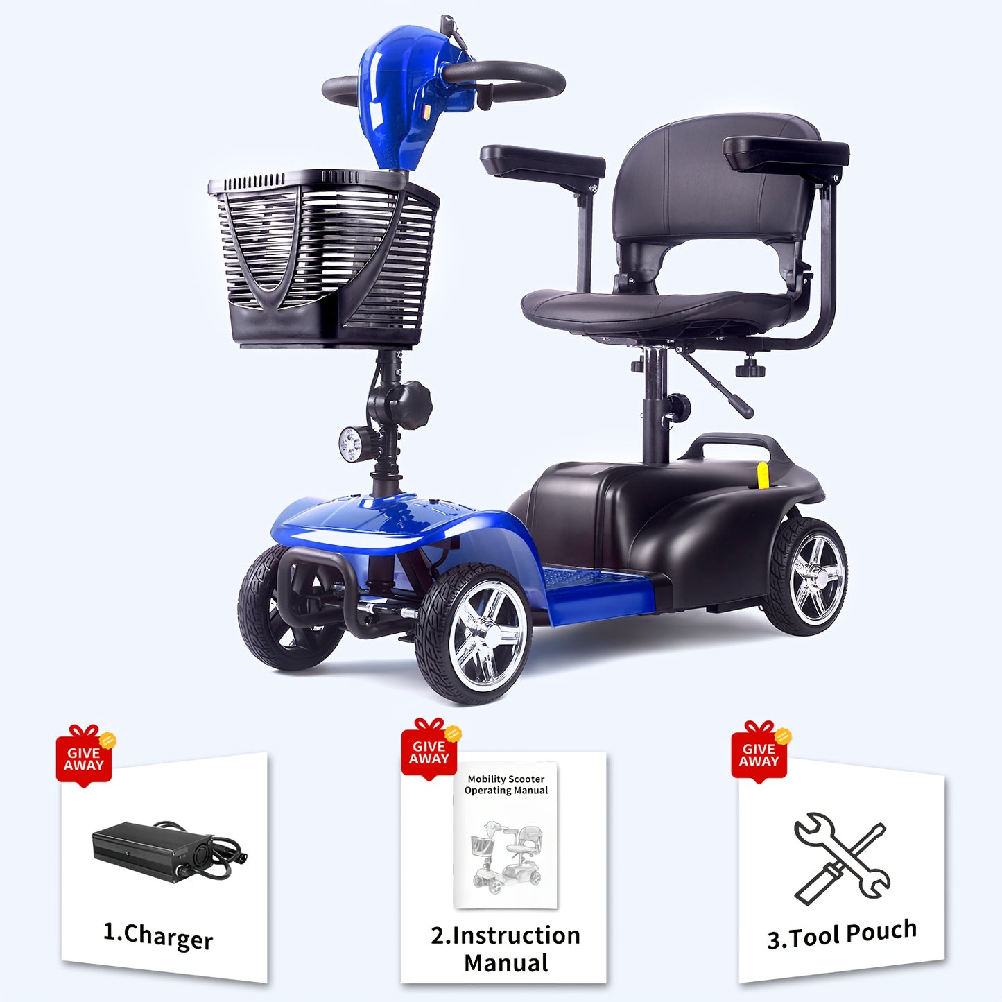 A Foldable Electric Scooter. This 250W, 24V 15Ah Daily Commute Scooter Is Equipped with A Buzzer And A Detachable Basket. It Features Three Adjustable Speed Gears, with A Speed Of 6-7 Mph And A Range Of Up to 16 Miles.