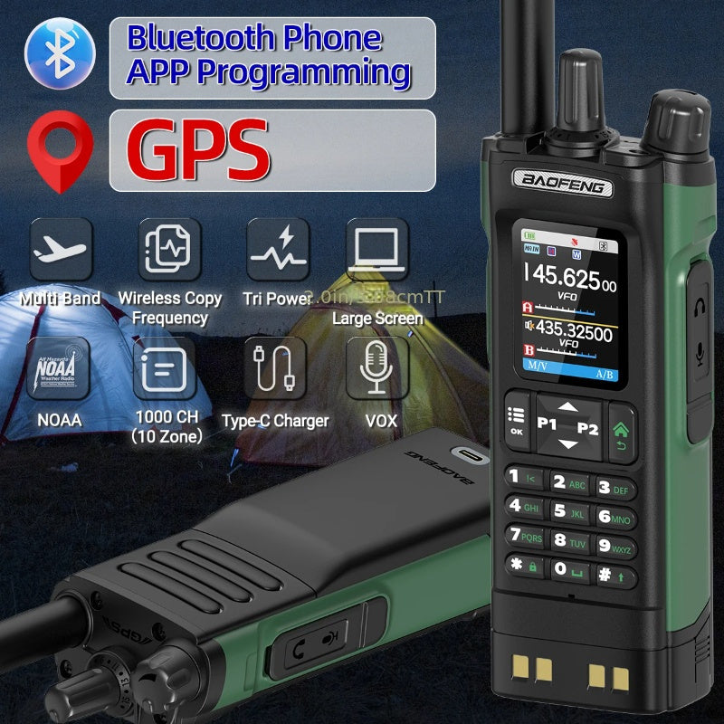 Baofeng UV-32 10W GPS Two-Way Radio, U/ V Cross-Band Repeater, NOAA Weather Alert, Long Range UHF Handheld Walkie-Talkie Suitable for Hobbyists, Outdoor Activities, Camping, Hiking, Emergency Communication Equipment, Camping
