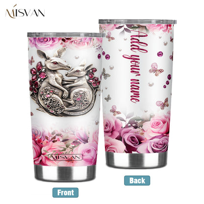 1pc Customized Name Stainless Steel Tumbler | 20oz/22oz/40oz Insulated Water with Lid, Reusable, Round Shape, 304 Stainless Steel, Ideal for Easter, Thanksgiving, Father'S Day, Mother'S Day, Graduation, White Diamond Butterfl