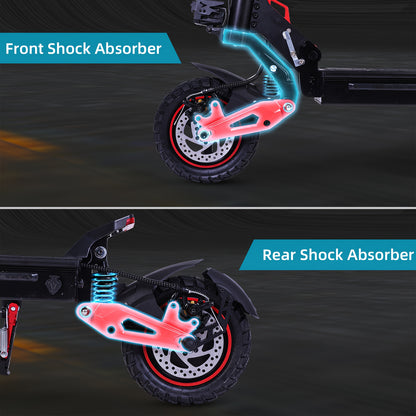 Folding Electric Scooter for Adults with 10" Off-Road Tires, Long-Range 48V18Ah Battery, Dual Braking & Shock Absorption, Supports 264.55LB Load, Portable Mobility, Urban Commuting, Sleek Mobility, Compact Design, Highperform