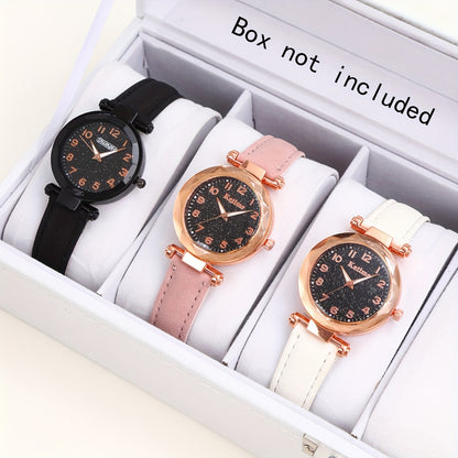 2/ 3pcs/ set Women Watch Set, PU Leather Simple Quartz Watch, Rectangle Fashion Dial, Gift for Women