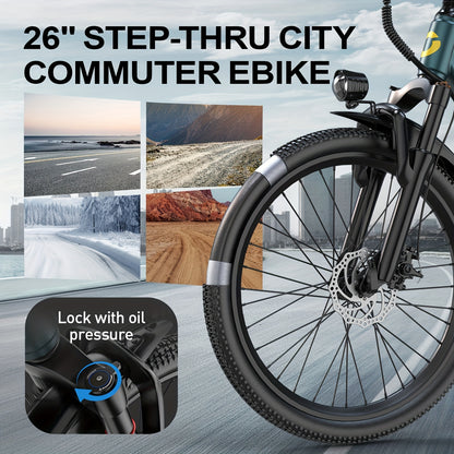 Aairsk Electric Bike 26inch, 25Mph Speed & Peak 748W Motor, 40 Miles Range &13Ah/10Ah Removable Battery, 21-Speed & Dual Suspension, Adult Teen Ebike Electric Mountain Bike, Electric Bike for Women, Electric Bikes for Men, Da