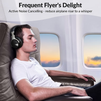 Active Noise Cancelling Wireless Headphones, 30H Playtime, with Microphone, Deep Bass, 30 Hours Playtime