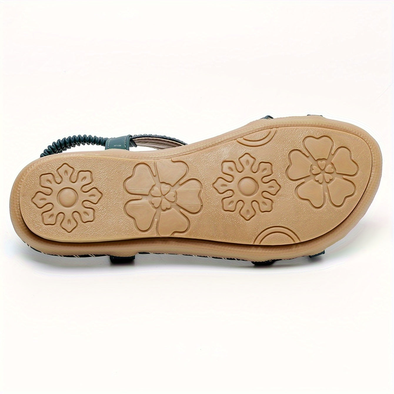 Tribal Style Striped Flats for Women, Summer Beach Sandals with Rhinestone Accents, Open Toe Slip-on with TPR Sole, Bohemian Casual Vintage Flat Heel Shoes - Huizhou Production