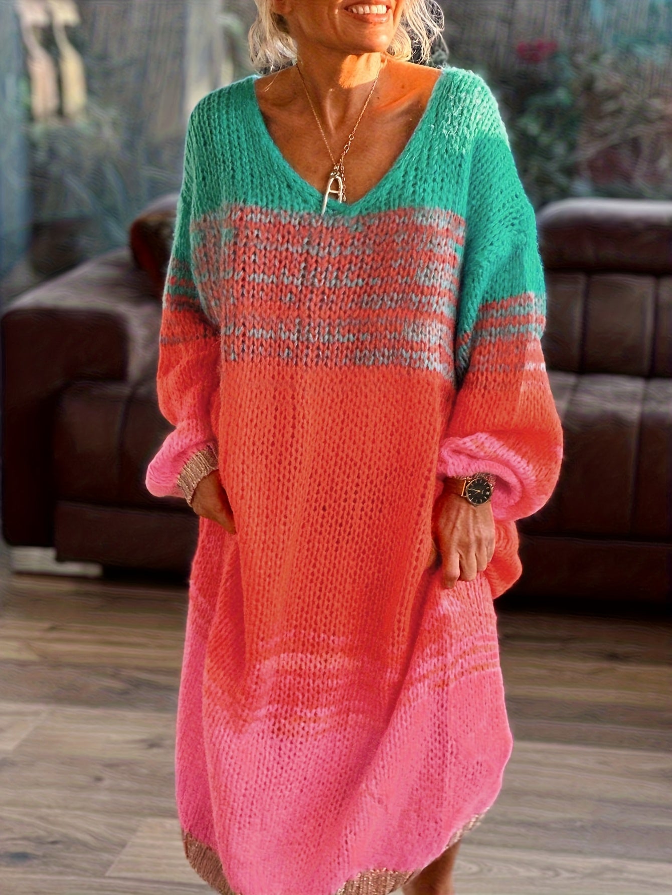 New Arrival Women's Urban Casual Color Block Dress