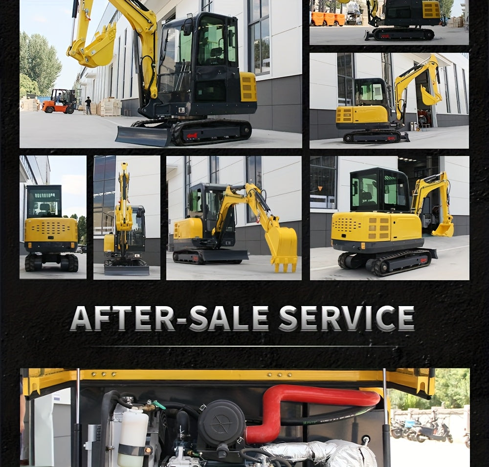Heavy-Duty 3.5 Ton Mini Excavator with 25 HP Kubota Diesel Engine - Hydraulic Crawler Digger, Pilot Controls, Telescopic Boom & Side Swing, Air Conditioned Cab, Thumb Clamp - Professional Construction, Farm, Landscaping, Digg