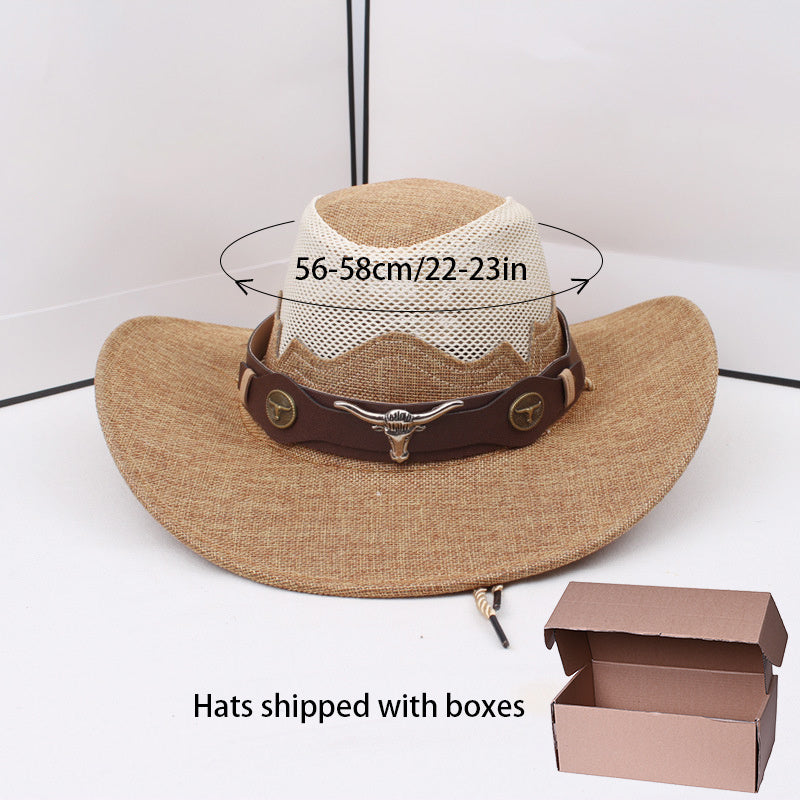 1pc Western Cowboy Hat - Lightweight Wide Brim Sun Protection, /BrownRed, for Western, Festival, Everyday, Themed Parties - Unisex Cowboy Hat for Men & Women - Ideal Western Costume Accessory Gift, Festival Gear