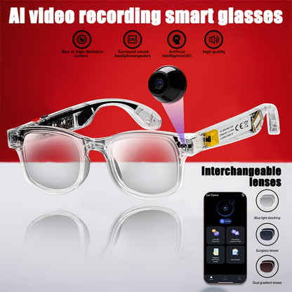 AI Smart Camera Glasses with Wireless 1080P HD Video Recording, Real-Time Translation, Hands-Free Voice Calling, Auto-Tinting Optical Lenses