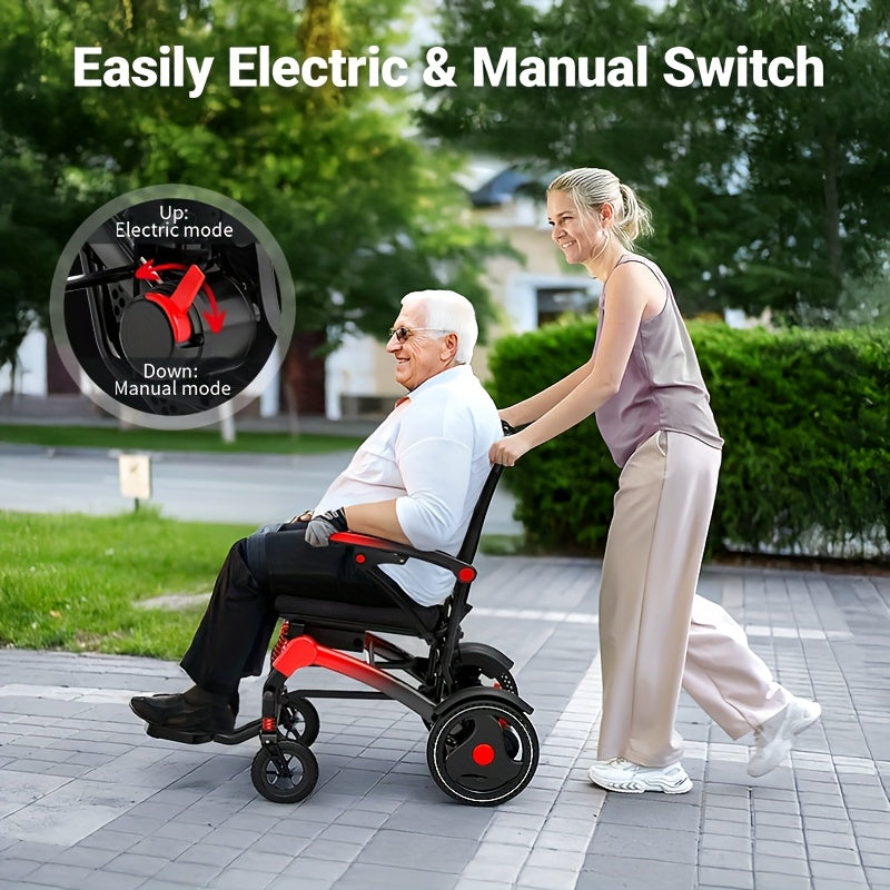 Ultra-lightweight Adult Electric Wheelchair, Only 39 Lbs, All-terrain Design, 18-mile Range, Foldable, Airline-approved Travel-ready with Long-range Battery, Perfect for Seniors And Travel.