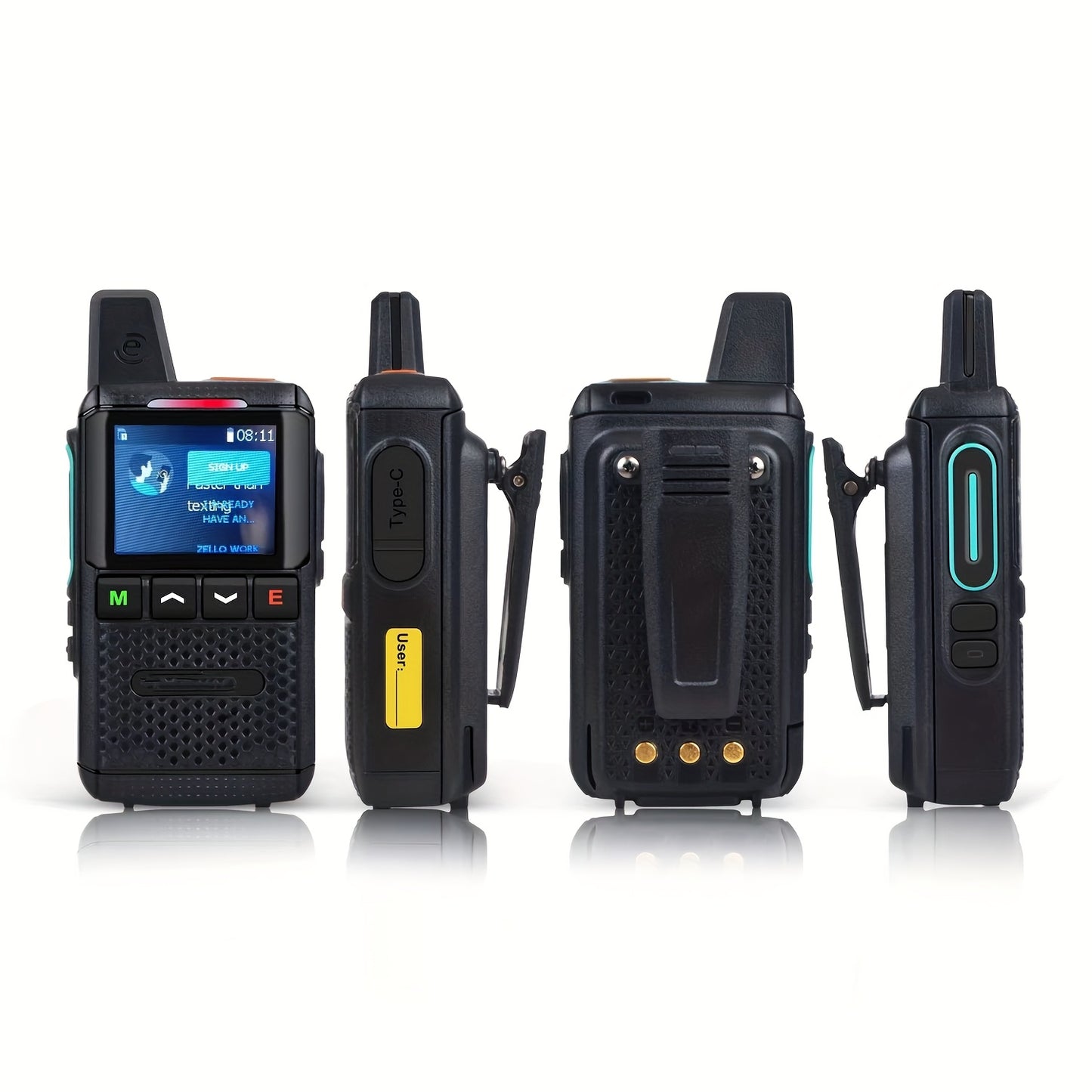 Global Office Walkie Talkie with Data Cards, Long Range Communication 4G Network Radio, Clear Sound Anti-Interference for Business, No Monthly Fees, 2-Pack, Emergency Response, Outdoor Communication, Modern Radio, Compact Des