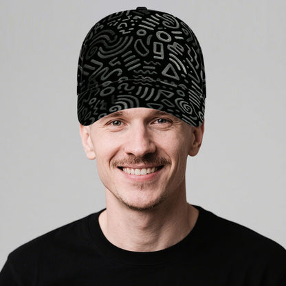 1pc 2D Tribal Doodle Chaos Print Baseball Hat - Full-Body Polyester Snapback Hat with Vibrant Design, Ideal for Running, Sports & Casual Street Fashion., Outdoor Activities, Festival Accessory, Funky Design, Comfortable Fit,