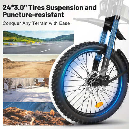 Adult Electric Bike with 48V 30AH Removable Battery - 80-Mile Range, 19MPH High-Speed, 4-Mode (Pedal, Bike, Walking, Throttle) - Heavy-Duty Alloy Steel Frame, Disc Brakes, 500W-740W Motor - Men & Women's All-Terrain E-Bike fo