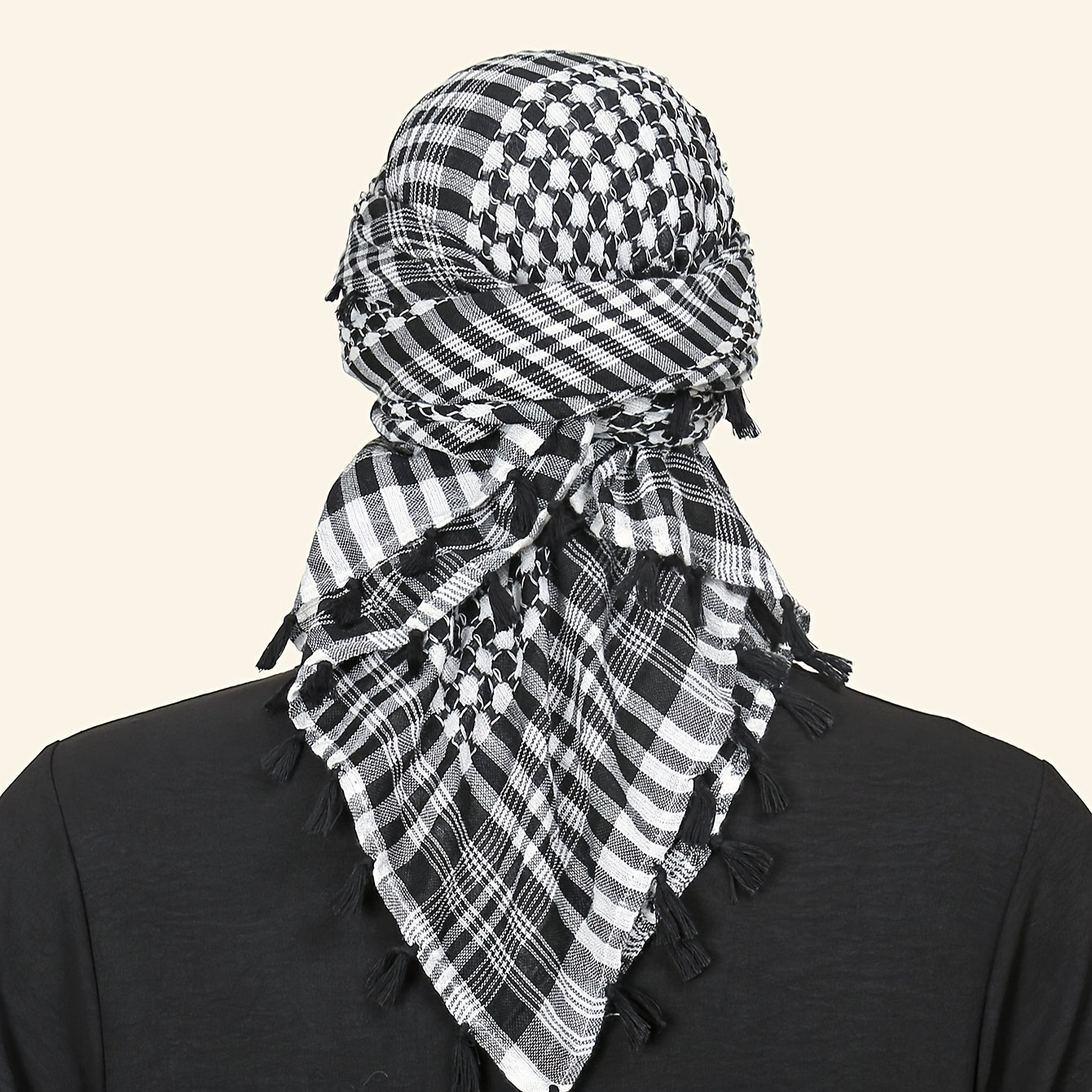 [Two piece set ]Arabic square scarf hanging on all sides with contrasting colors, Arab headscarf jacquard scarf, formal casual robe, clothing headscarf set, perfect gift for men during Ramadan, a choice for holiday gifts
