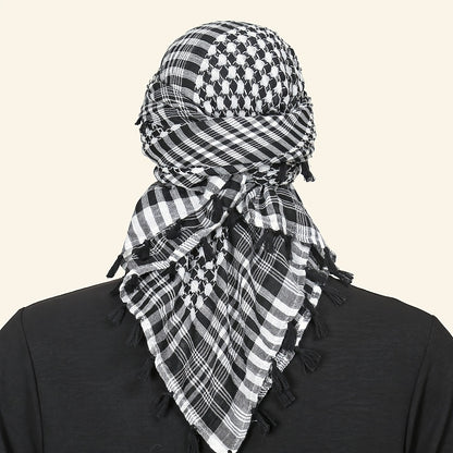 [Two piece set ]Arabic square scarf hanging on all sides with contrasting colors, Arab headscarf jacquard scarf, formal casual robe, clothing headscarf set, perfect gift for men during Ramadan, a choice for holiday gifts