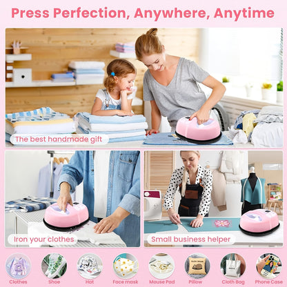 Upgraded 12"x10" / 7"x5" Portable T-Shirt Heat Press Machine, Mini Sublimation Printer with Transfer Paper for HTV Vinyl DIY Christmas Gift - Print on Shirts, Hats, Bags, Pillows, Aprons, Mousepads, Masks, Sneakers & Phone Ca
