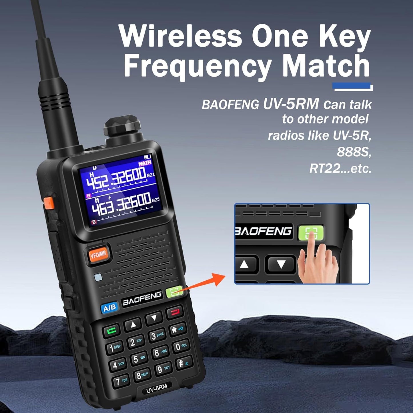 BAOFENG 5RM Ham Radio 10W Long Range Upgrade of UV-5R, Ham Radio Handheld UV-5RM Radio Multi-Band BAOFENG Radio with 771 Antenna, 2500mAh Battery Rechargeable Walkie Talkies for Adults, 2 Pack
