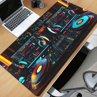 1pc XXL DJ Setup Design Gaming Mouse Pad with Colorful Lights & HD Printed Desk Mat - Multi-Functional Non-Slip Surface for PC Gamers, Office Computer Setup, Keyboard & Mouse - Gifts for Family, Friends, Large Gaming Mouse Pa
