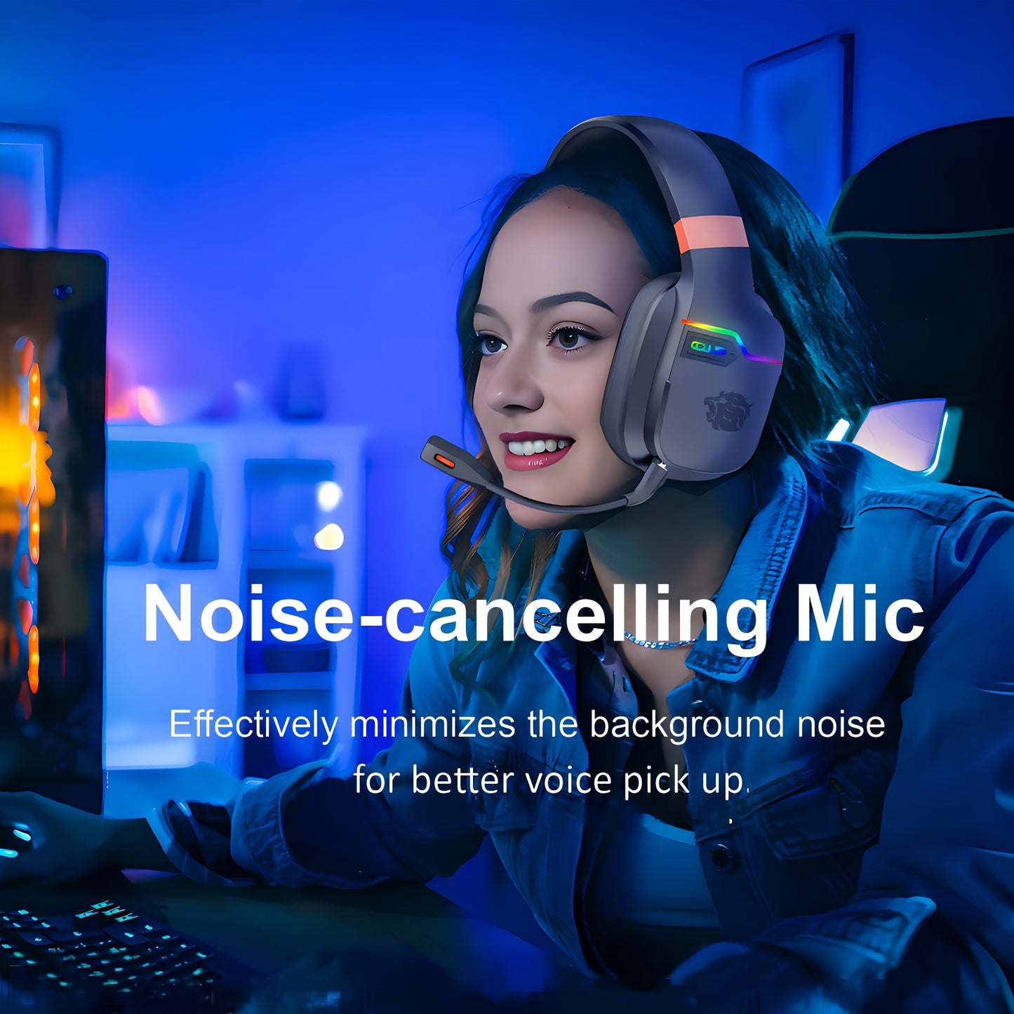 Colusi Gaming Headset with Detachable Mic, 2.4G Wireless USB Gamer Headphones with Mic for PS4PS5/Laptop/PC/Mac, Bass Surround, Suitable for Travel, Work, E-Sports Games, Music Various Scenarios, Work Headphones, Gaming Headp
