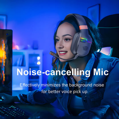 Colusi Gaming Headset with Detachable Mic, 2.4G Wireless USB Gamer Headphones with Mic for PS4PS5/Laptop/PC/Mac, Bass Surround, Suitable for Travel, Work, E-Sports Games, Music Various Scenarios, Work Headphones, Gaming Headp