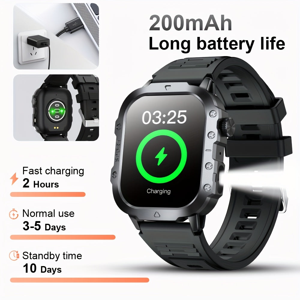 GWENLAND New Smart Watch with 2.01 Large Screen, LED Flashlight, Outdoor Sports Watch, Altimeter, Barometer, 100+ Sports Modes, Multimedia Information Viewing, Weather Checker, Pedometer, Fitness Tracker, Perfect Gift for Fes