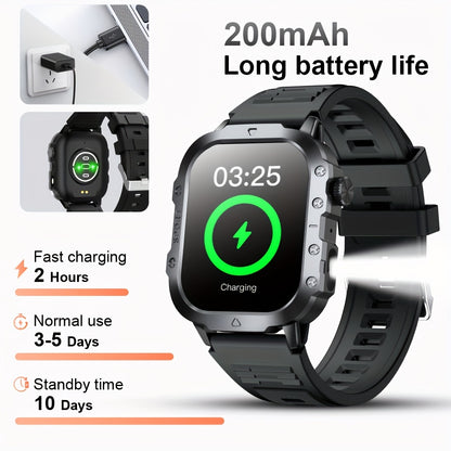 GWENLAND New Smart Watch with 2.01 Large Screen, LED Flashlight, Outdoor Sports Watch, Altimeter, Barometer, 100+ Sports Modes, Multimedia Information Viewing, Weather Checker, Pedometer, Fitness Tracker, Perfect Gift for Fes