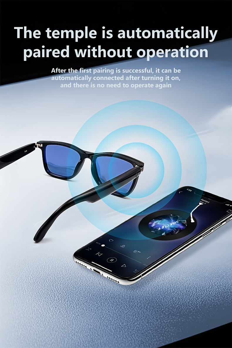 Smart Glasses with Magnetic Frame, 3 Lens Colors, Built-in Microphone, HD Calling, HiFi Music, Touchpad Control, TWS Technology, Compatible with iPhone/ Android, AI Voice Assistant, USB Charging, Non-Waterproof, Ideal for Out