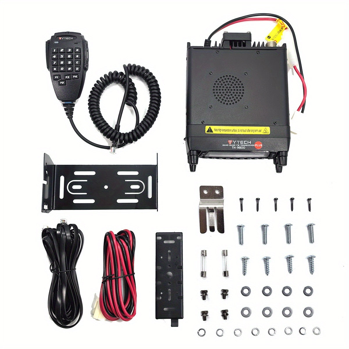 TYT TH-9800 Quad Band Mobile Radio Transceiver - 50W High Power U/V Cross-Band Repeater, 809-Channel DMR/FM/Analog Two-Way Talkie with Lighter Power, USB Cable & Programming for Truck, Taxi, RV, Emergency Services