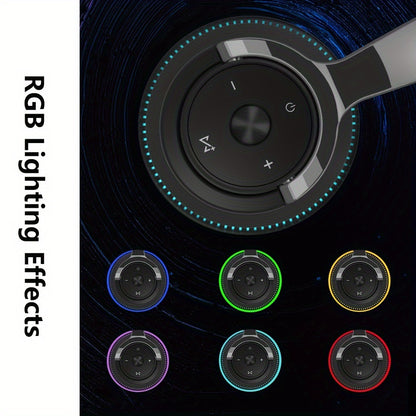 Wireless Headphones, Portable Over Ear Headphones 24 Hours Playtime, With Mic, Clear Calls, FM Radio, Soft-Earpads, LED Light, Support TF Card Play And 3.5MM AUX Cable Wired Connection, Foldable For Travel Home Office Cellpho