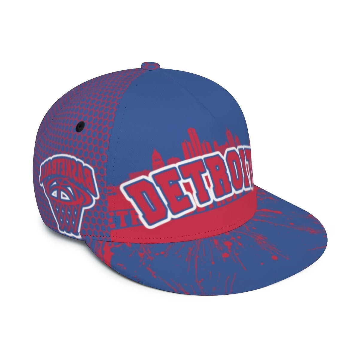 Unisex Basketball Flat Brim Baseball Cap - Adjustable Cap with Snap Closure, Detroit Graffiti Cool Print Creative Design - Game Day Cap - Fan Apparel - Breathable, Suitable for All Seasons - Ideal for Outdoor And Casual Wear