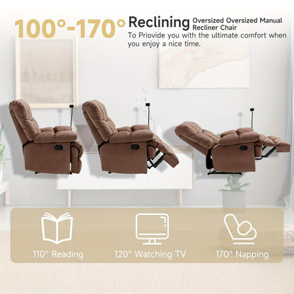 Chizzysit 2 Pack Manual Recliner Chair, Oversized Reclining Chair, Velvet Comfortable Recliner Chairs for Adults with Soft Overstuffed Arms And Back, Heavy Duty Reclining Chair for Living Room, Ergonomic Single Sofa Chair, So