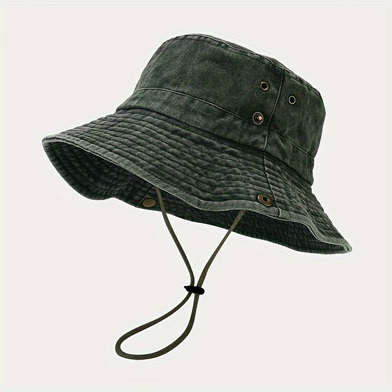1pc Splicing Wide-brimmed Washed-out Outdoor Sports Mountaineering Fishing Hat for Men And Women, for Travel In Spring And Summer Season