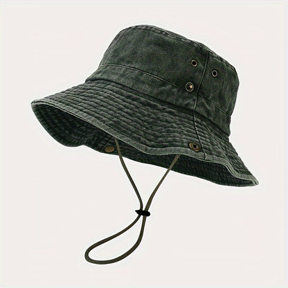 1pc Splicing Wide-brimmed Washed-out Outdoor Sports Mountaineering Fishing Hat for Men And Women, for Travel In Spring And Summer Season