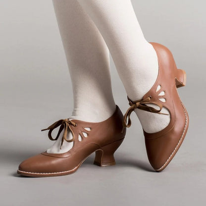 Women'S Large Size Chunky Low Block Heel Pointed Toe Lace-Up Sandals - All-Season Round-Toe-like Comfort, Brown Faux Cover Upper & Synthetic Cover Lining, European-Inspired Elegant Casual to Semi-Formal Shoes with Arch Suppor