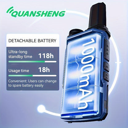 Quansheng TG-A1 Two-Way Radio - Remote Charging, Portable, Hands-Free - For Adults - Ideal for Cruising, Hiking, Hunting, Skiing - 2 Sets - Perfect Gift for Outdoor Enthusiasts